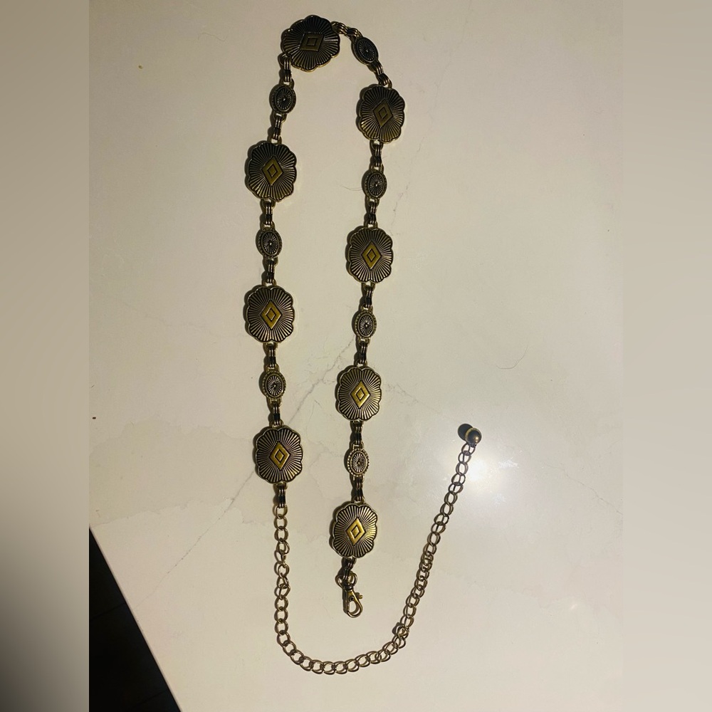Vintage y2k Elegant Gold tone Chain belt boho hippie